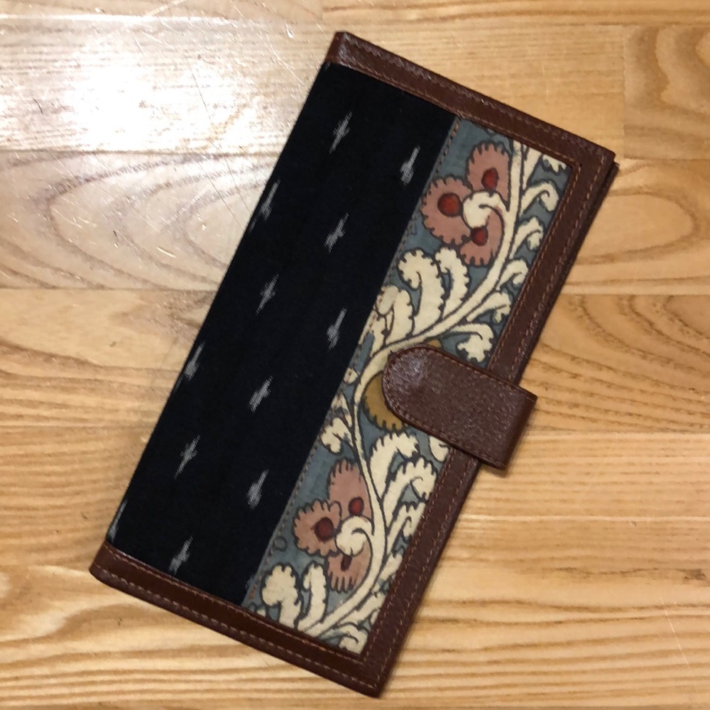 Fabric and vegan leather wallet